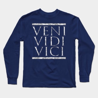 Veni Vidi Vici, Roman Latin Quote Julius Caesar in Marble Long Sleeve T-Shirt